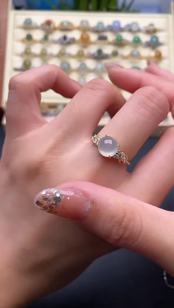 翡翠戒指银S925镶嵌777777+10