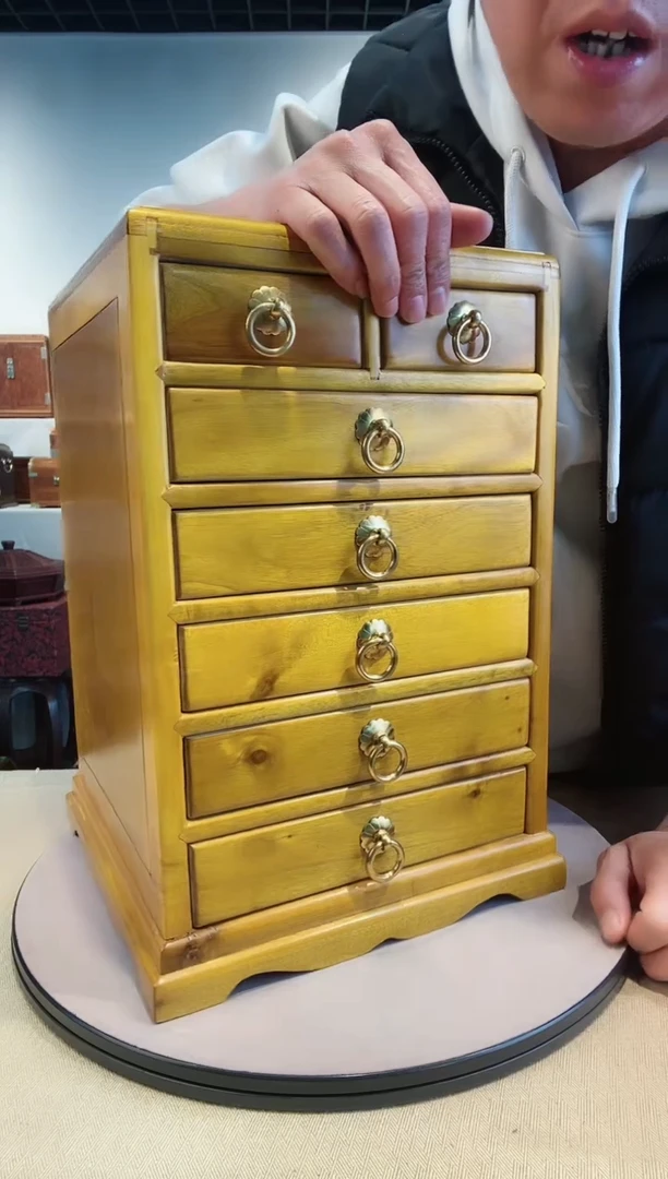 【闪购商品】金丝楠木雕金丝楠小叶桢楠外独板素面七斗柜