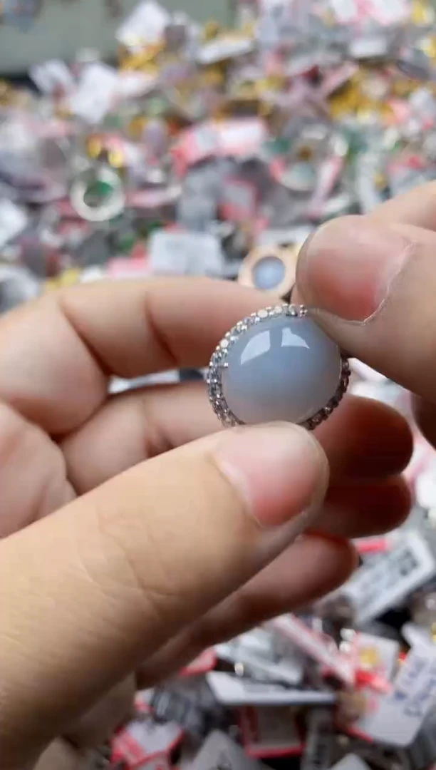 翡翠戒指银S925镶嵌5555555    8