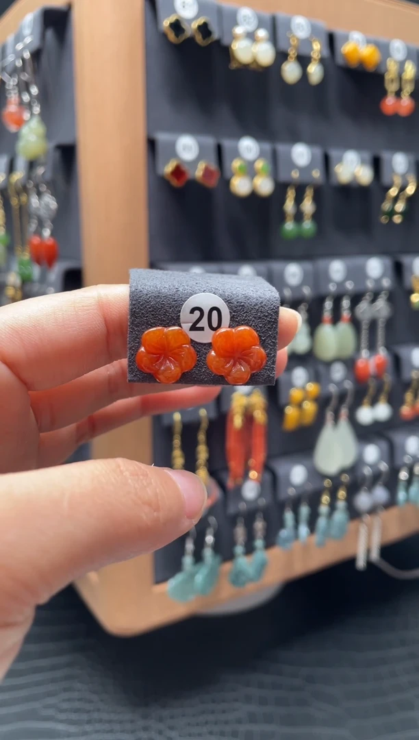 【闪购商品】南红玛瑙耳饰银S925镶嵌0020