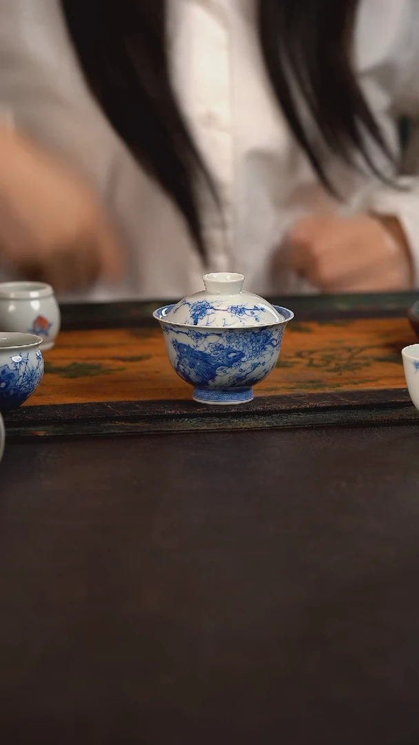 杯聚澜堂喜上眉梢小盖碗