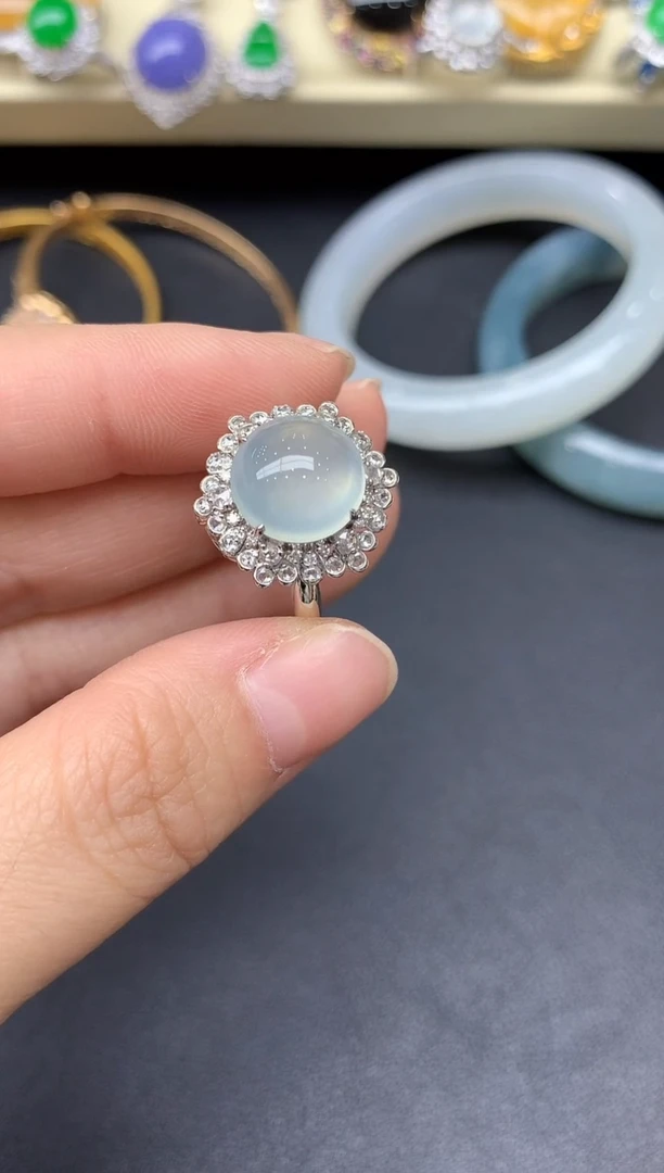 18K金镶嵌戒指翡翠413-雪姐翡翠天天见