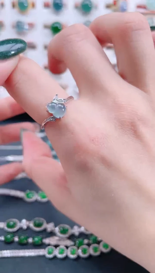 银S925镶嵌戒指翡翠天然翡翠