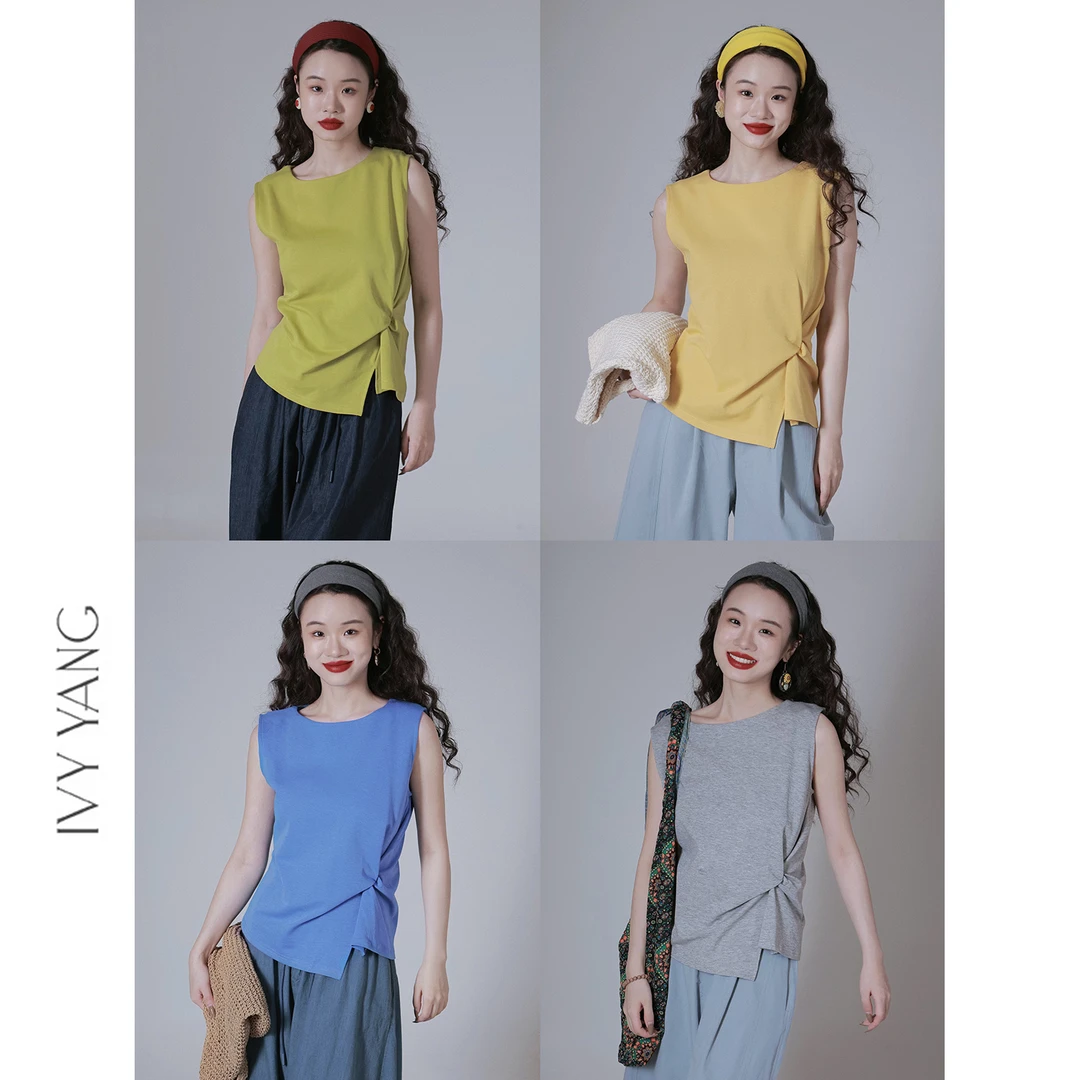 IVY YANG 腰间纽结不规则纯色无袖背心