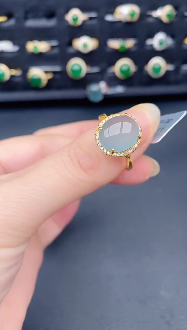 银S925镶嵌戒指翡翠天然a货翡翠38