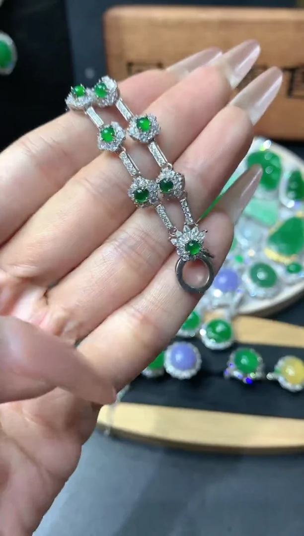 翡翠银S925镶嵌套链团购