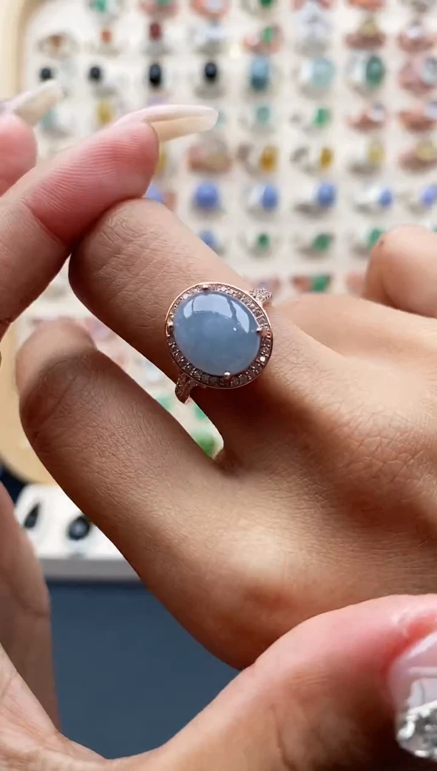 【闪购商品】翡翠戒指银S925镶嵌缅甸天然A货翡翠333   9-1