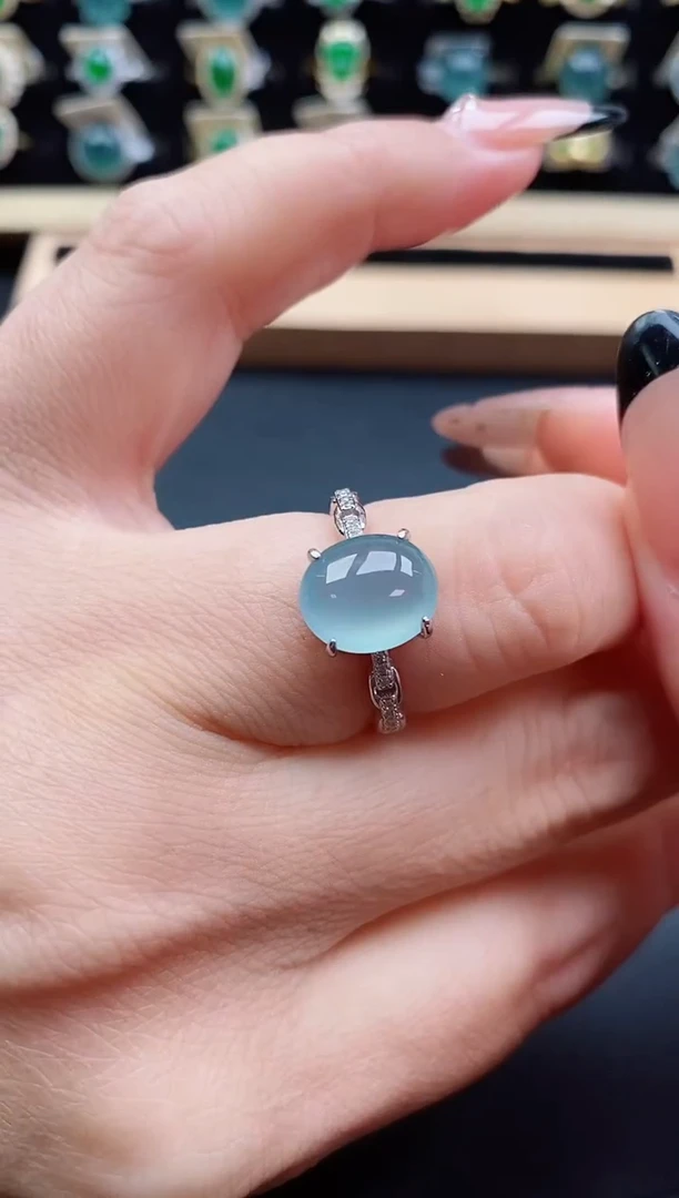 银S925镶嵌戒指翡翠1