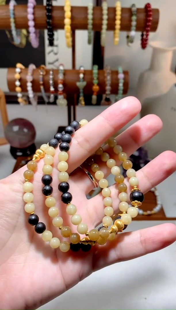 银S925镶嵌降真香手串  糖料降真香葫芦手串 约6mm 多样性发一