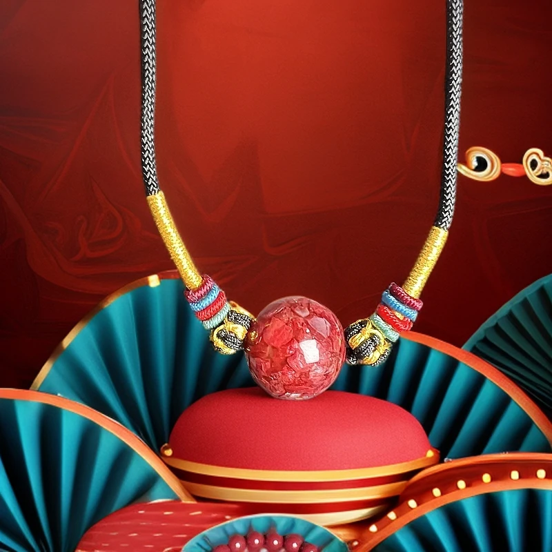 含辰砂工艺品天然晶体砂大颗粒锁骨链大气奢华店铺热卖