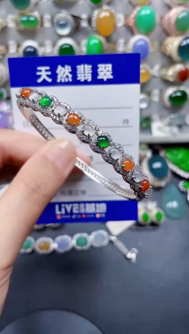 银S925镶嵌手镯翡翠233