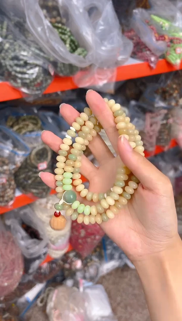 吊坠菩提根/象牙果绿色算盘108项链成品