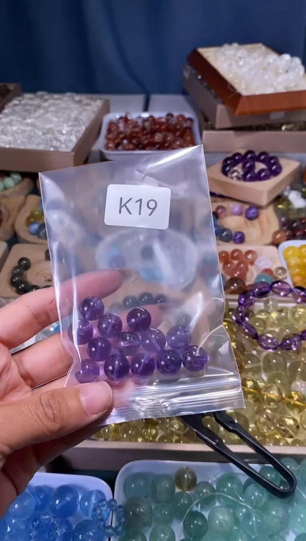 未镶嵌手串水晶半**雪K19紫水晶圆珠共13颗拍10