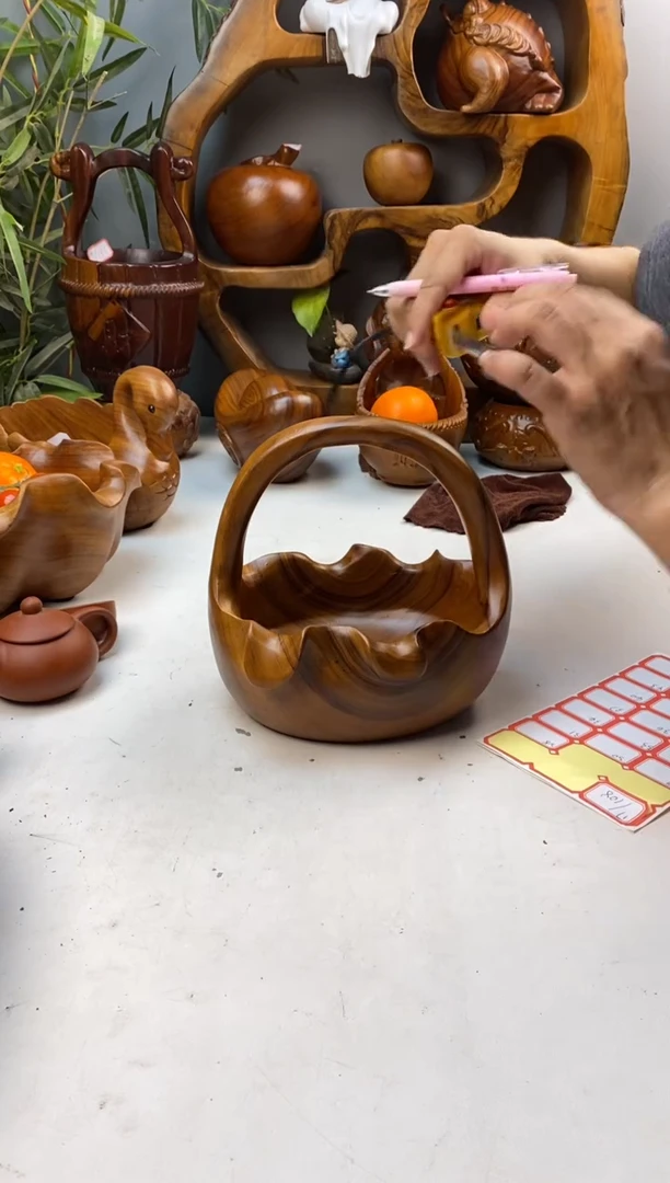 香樟木A30荷叶小提篮/尺寸
