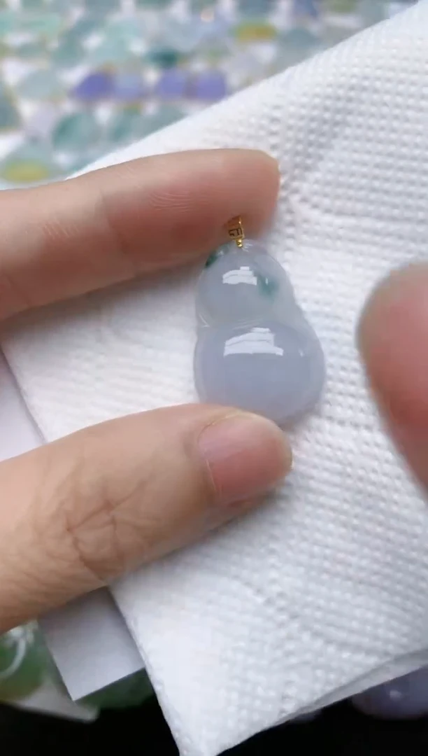 翡翠18K金镶嵌颈饰天然缅甸A货翡翠