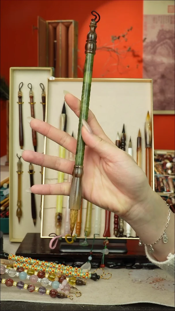 1号闪孤品高货毛笔链接 清水试笔 蘸墨不退