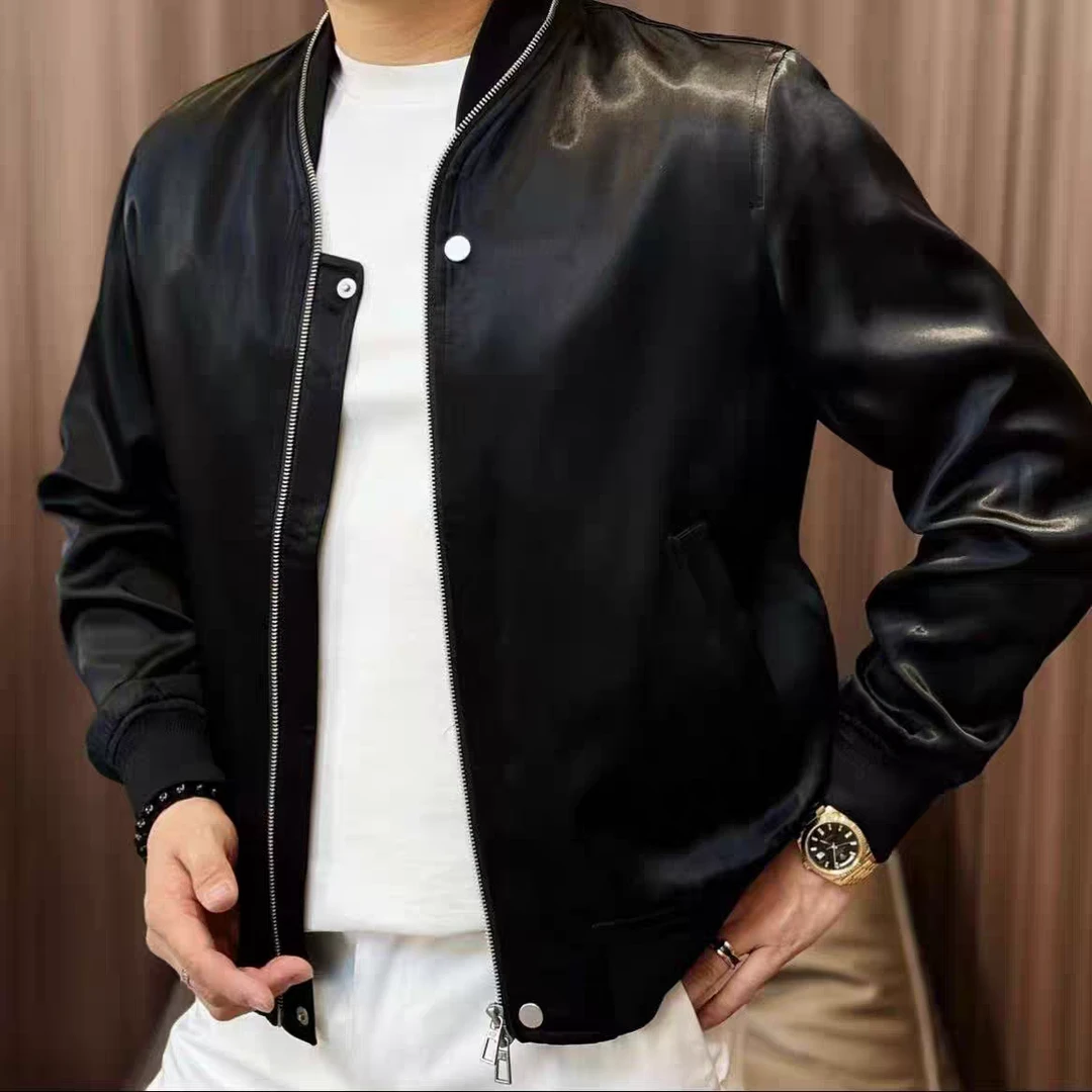 1932秋季男士新品轻奢时尚百搭醋酸棒球领夹克外套高级感高品质