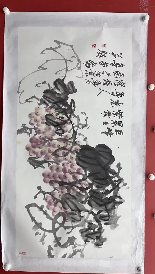 国画崔培鲁-8平尺-花鸟-带书
