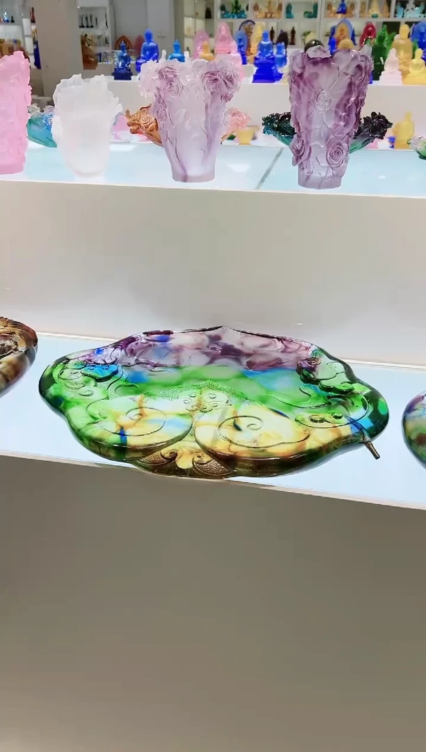 【闪购商品】茶宠古法琉璃双龙茶盘
