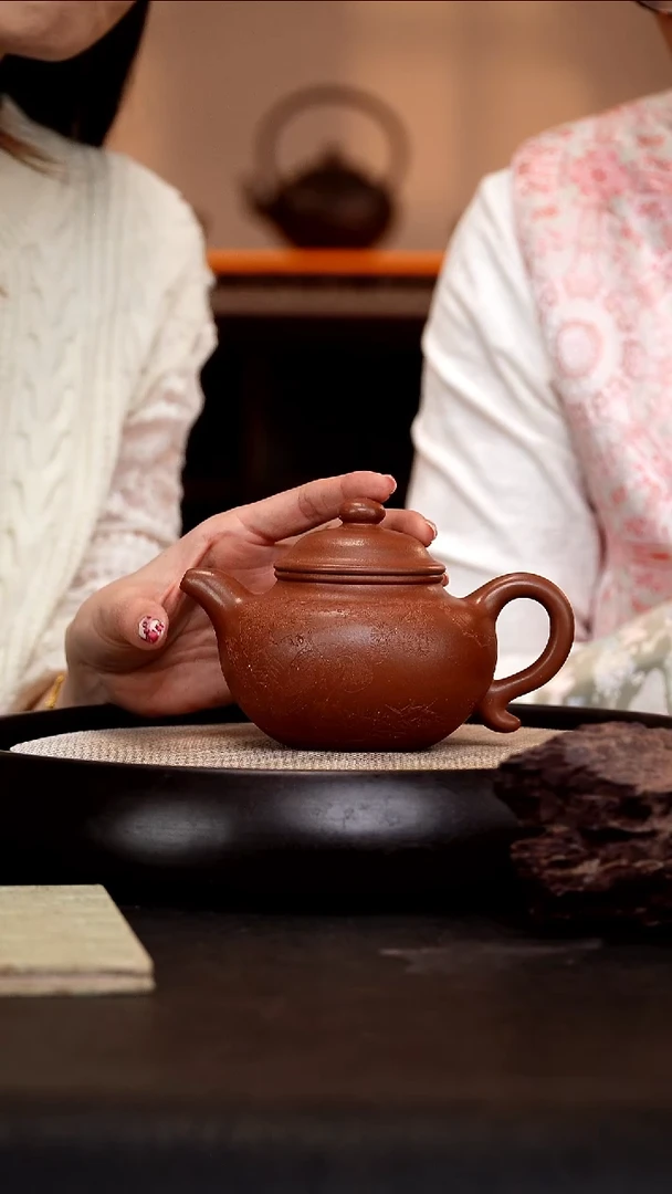 茶壶紫砂ZCP55 莲子 紫檀泥 250cc