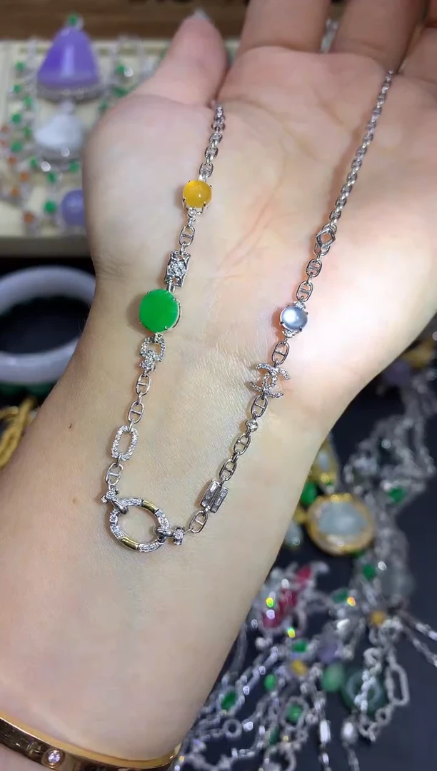 翡翠18K金镶嵌颈饰603-中国好珍宝