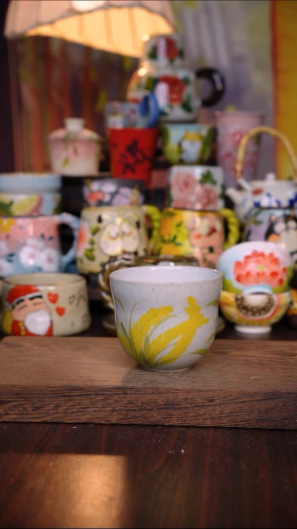 杯子陶泥垚手作 景德镇手工手绘陶瓷器物