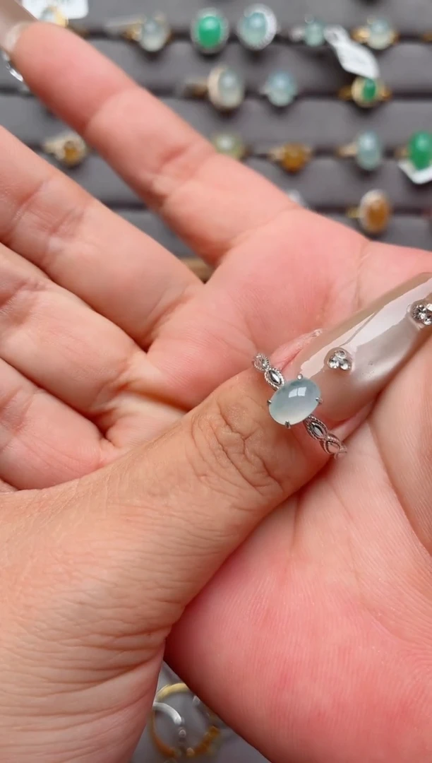 银S925镶嵌戒指翡翠.