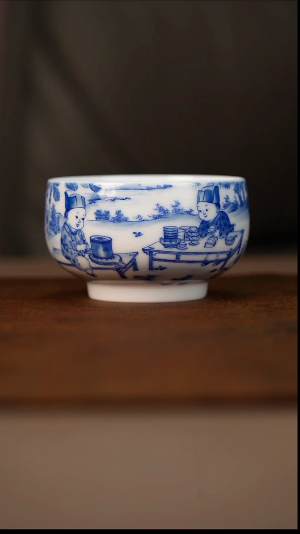 九段妙手婴戏图圆融杯