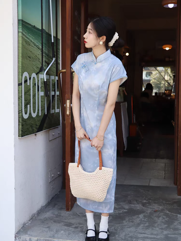 （豆蔻）120长双层后拉链旗袍复古老上海港风文艺显瘦气质送考