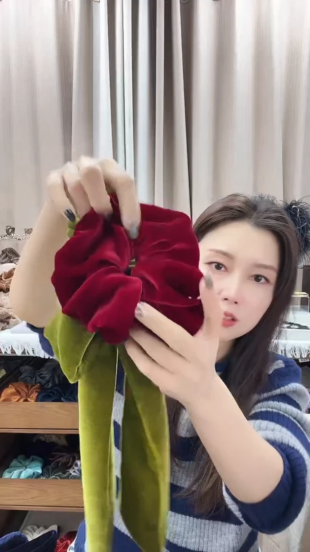 非金属布艺简约发饰定制红色