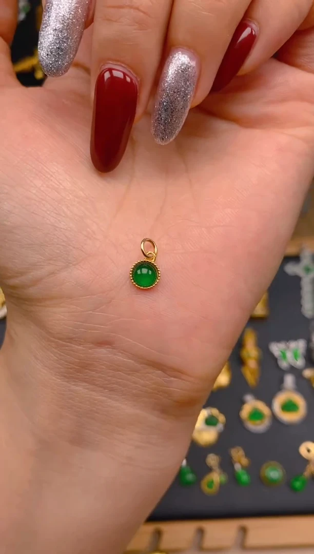 吊坠(不含链)银S925镶嵌翡翠蛋面提溜