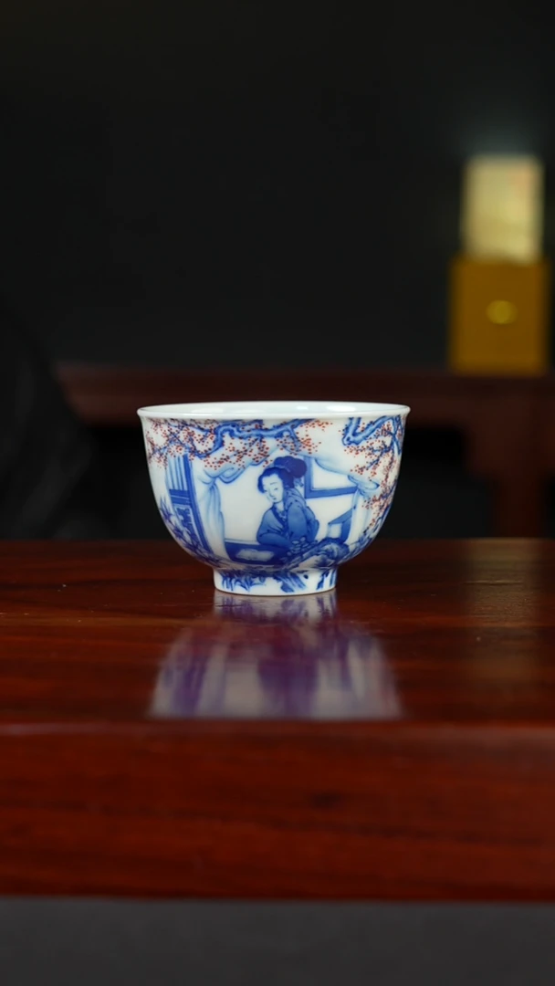 祖传窑真柴窑传承400年点红开窗大杯