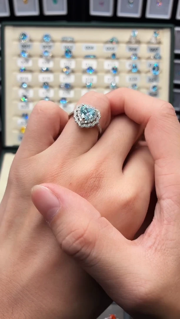 银S925镶嵌戒指海蓝宝石1