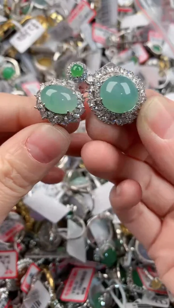 银S925镶嵌戒指翡翠444                  6