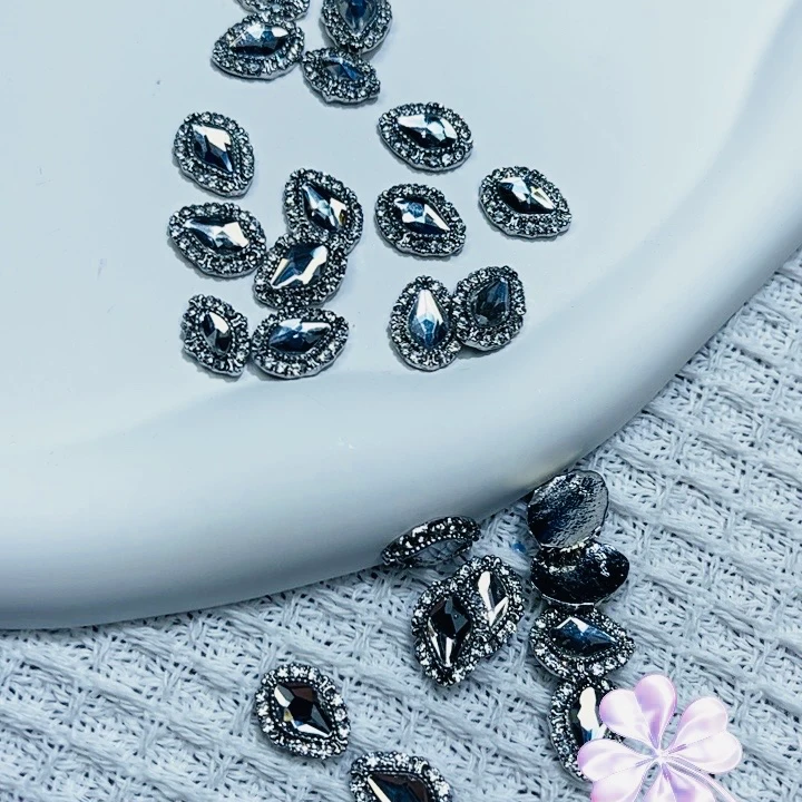 （两单包邮）复古宫廷风美甲饰品高阶版爆闪奢华秋冬镶钻超闪银色22
