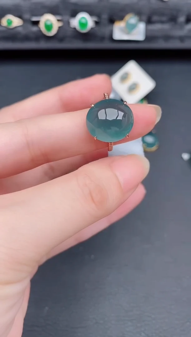 银S925镶嵌戒指翡翠天然a货翡翠272