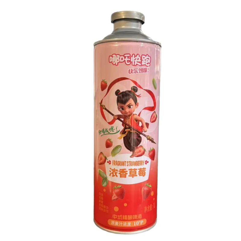 哪吒快跑 浓香草莓果味啤酒10°P中式精酿啤酒1L/罐啤酒同城送