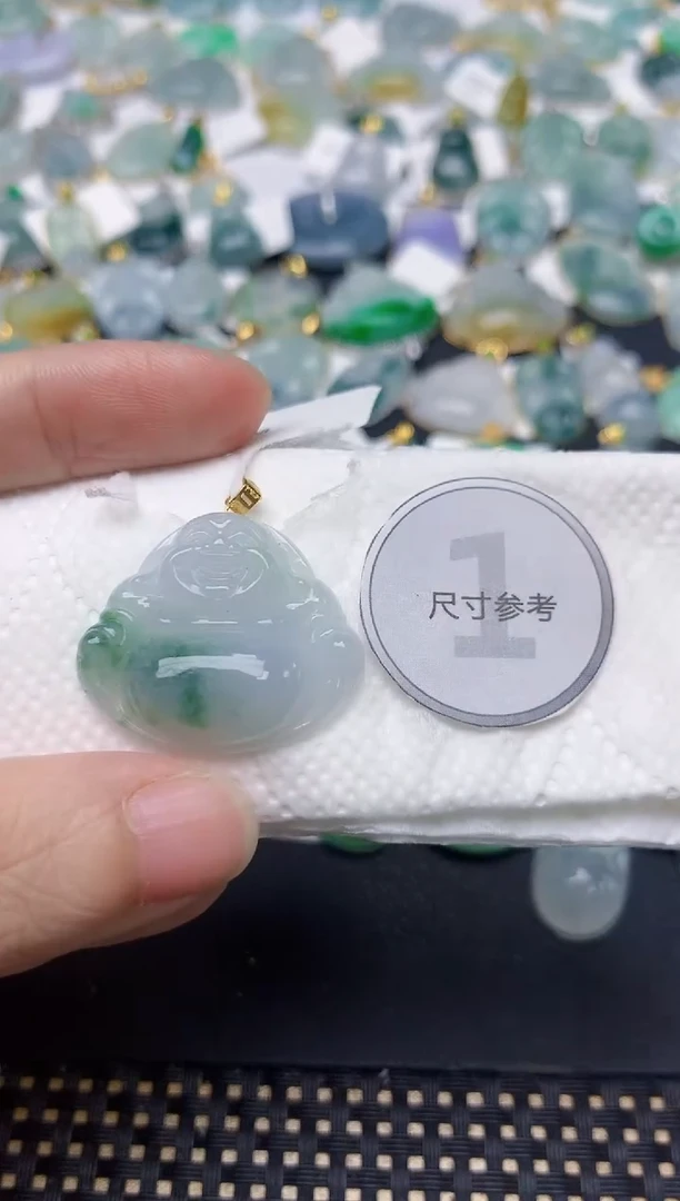 颈饰18K金镶嵌翡翠天然缅甸A货翡翠