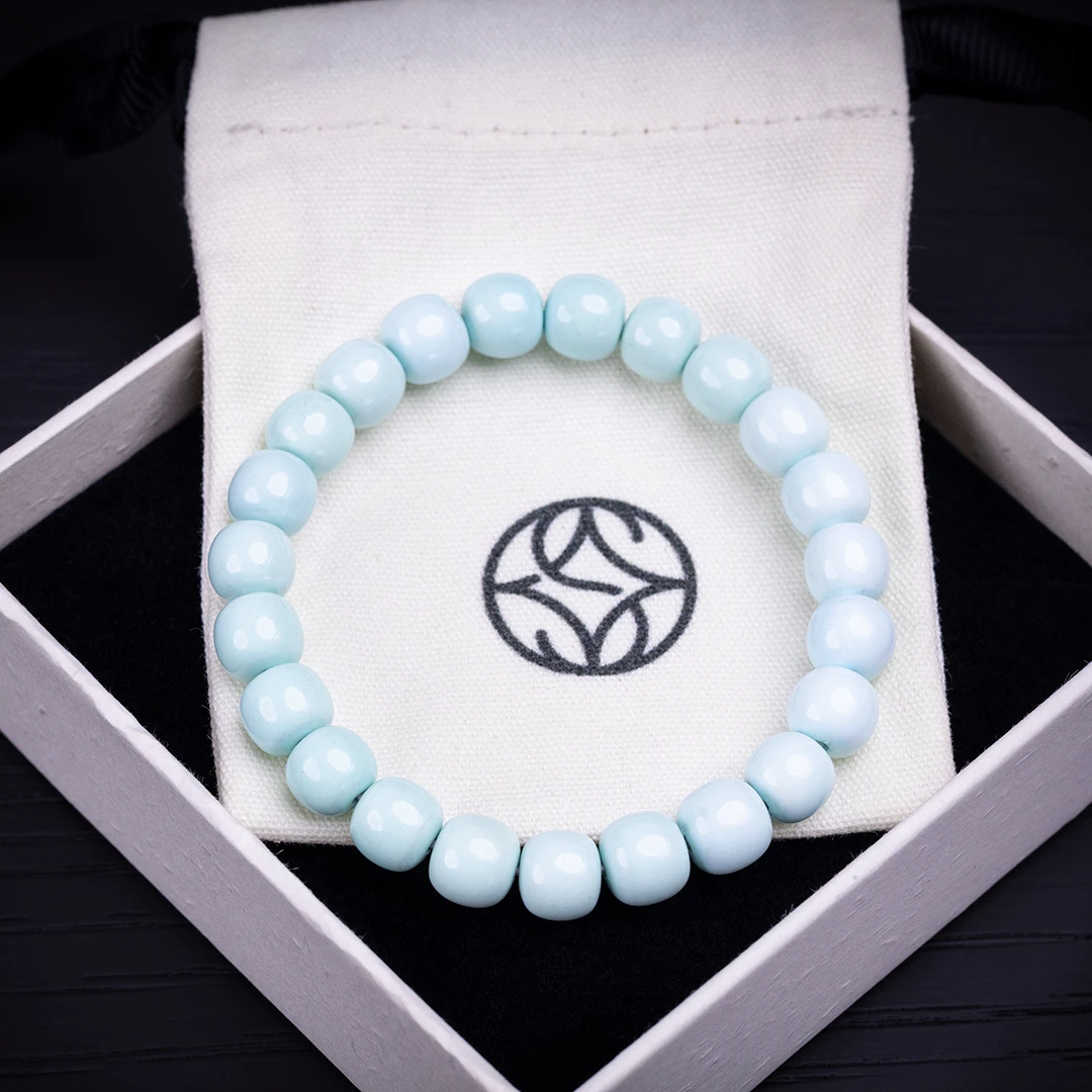 禾奕天然绿松石湖北原矿高瓷釉单圈手串时尚新中式（多样性发货）