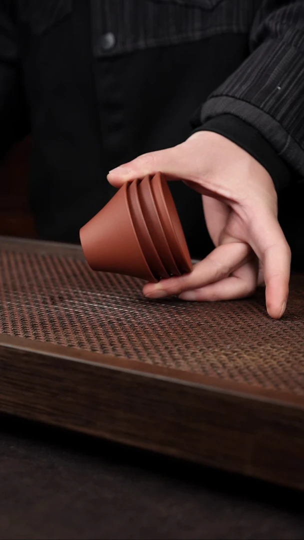 【闪购商品】紫砂茶壶红泥小斗笠杯4个