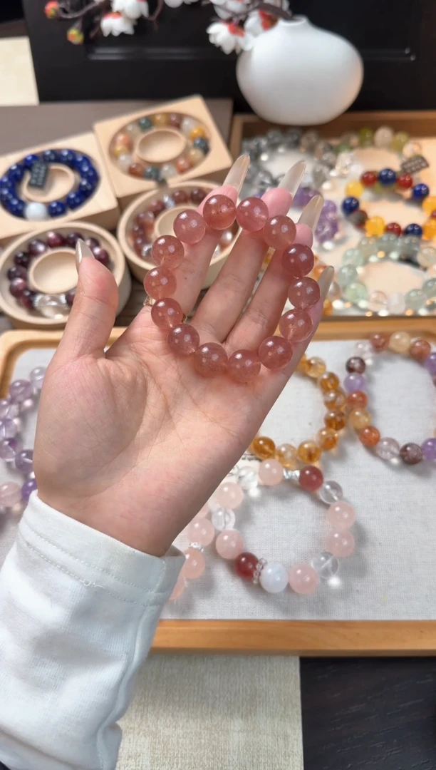 未镶嵌手链水晶天然草莓晶