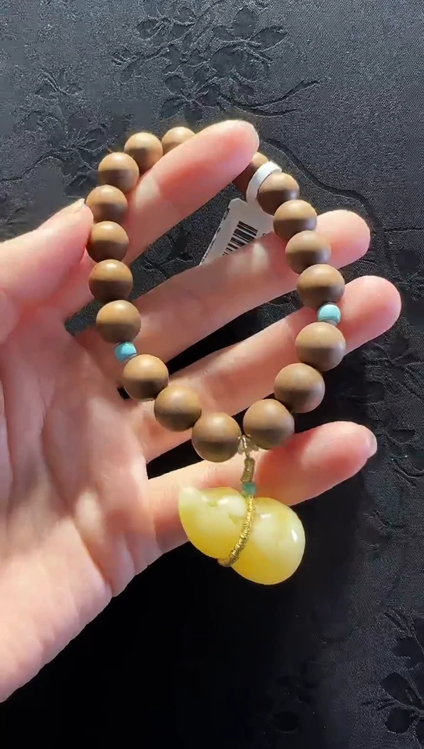 手串蜜蜡18K金镶嵌葫芦