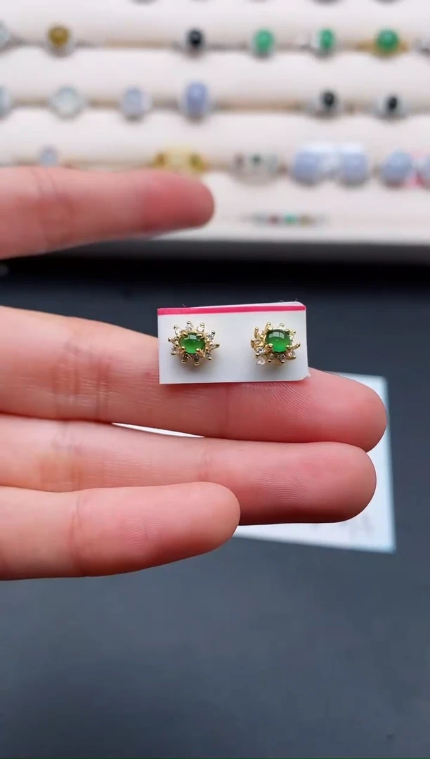 银S925镶嵌戒指翡翠4444444+9