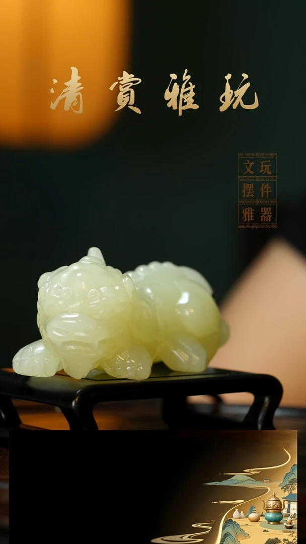 玉《吞金霸王貔貅》手把件摆件