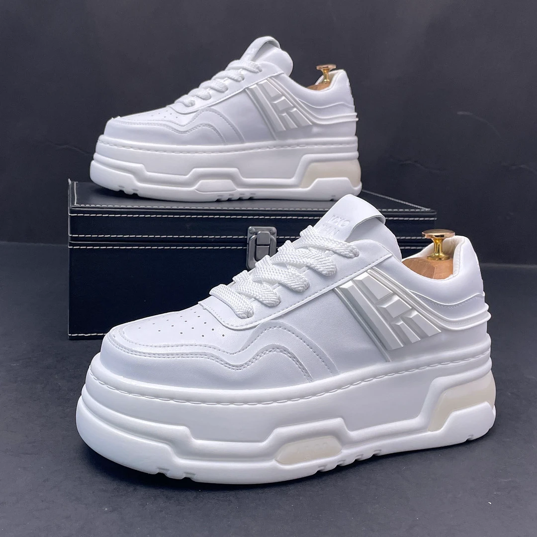 纪诗哲小白鞋男士厚底冬季时尚潮流内增高板鞋个性百搭运动休闲鞋