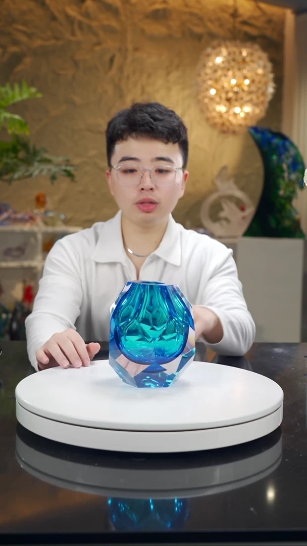 手工艺品琉璃宝石蓝切面香薰瓶
