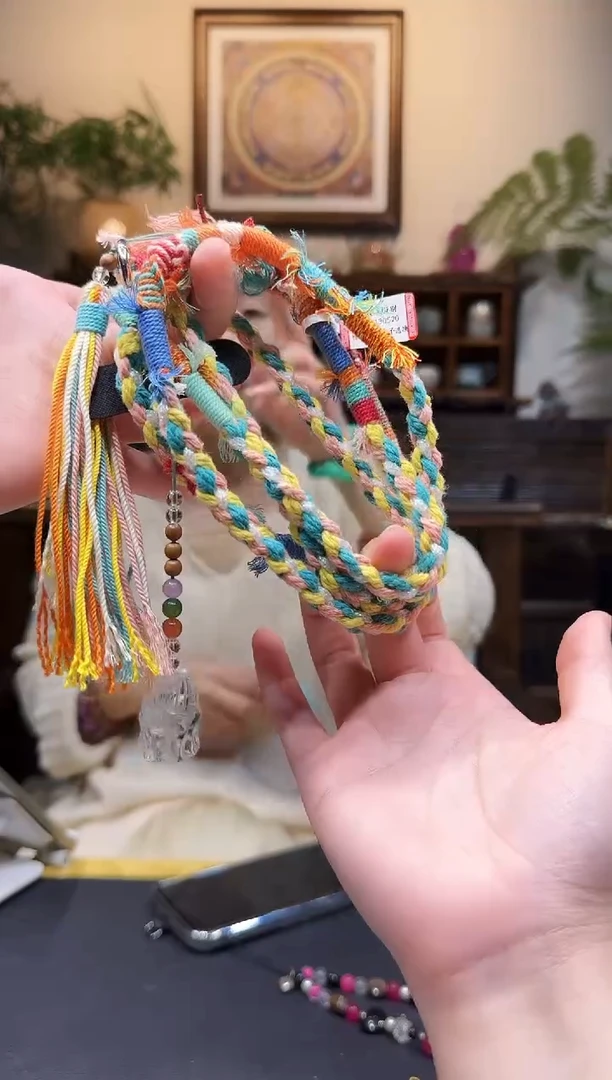 颈饰未镶嵌水晶编绳手机挂斜挎