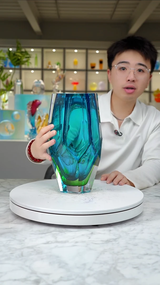 琉璃宝石蓝绿设计款花器