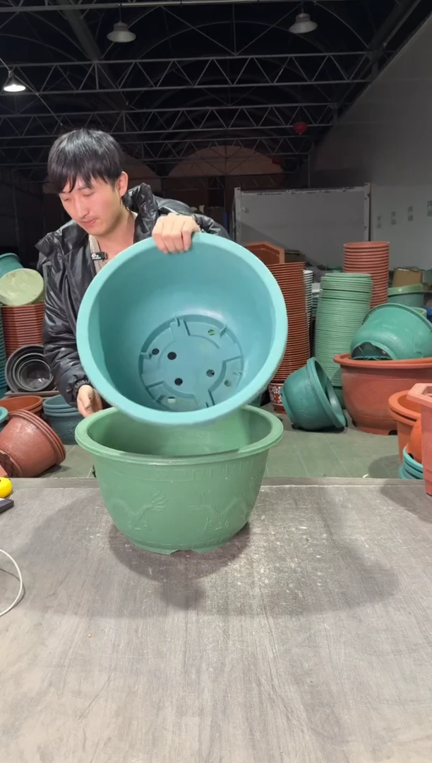 【闪购商品】45树脂龙盆4个有孔，，40龙盆加厚一个