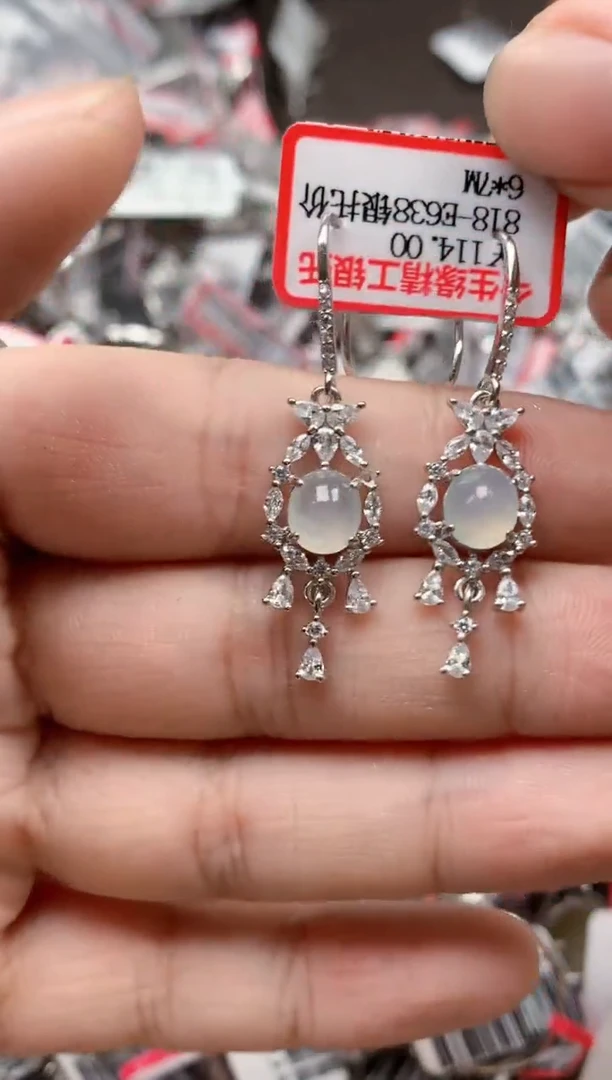 银S925镶嵌戒指翡翠天然A货缅甸翡翠